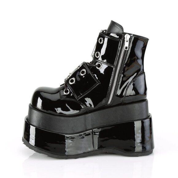 Demonia Bear-104 Black Patent Buckle Platform Ankle Boot - Picture 5 of 5